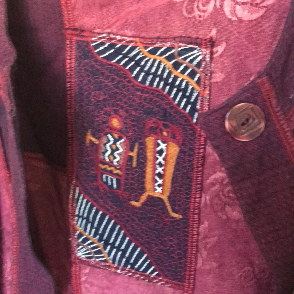 Patch Work Boho Blouse Jacket Set Sz M - image 2